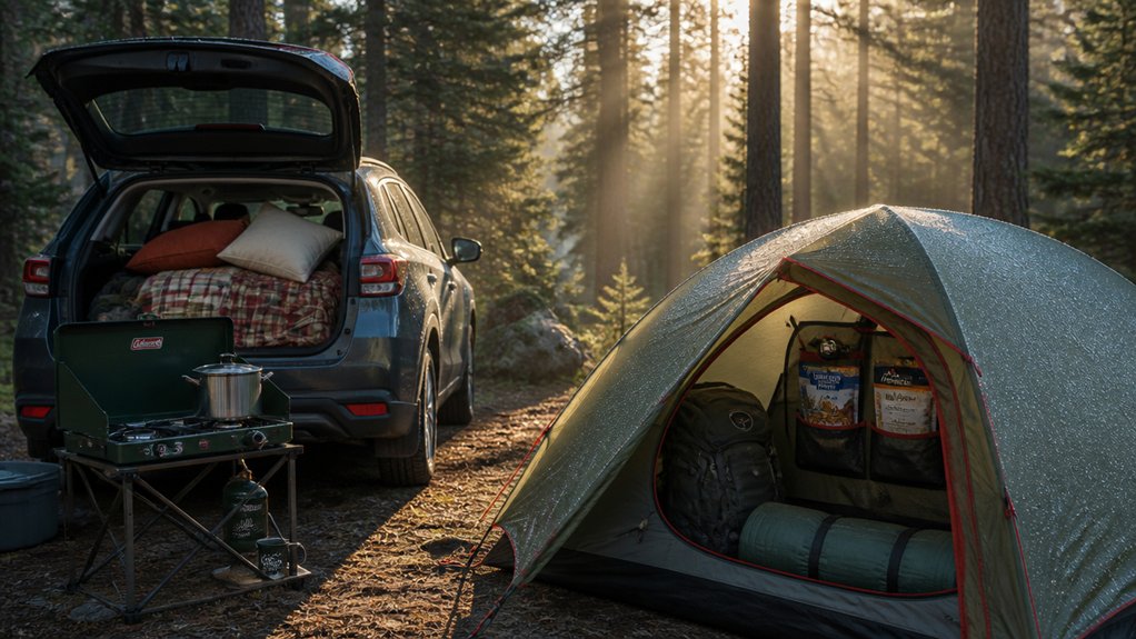 car camping dry organized sleep