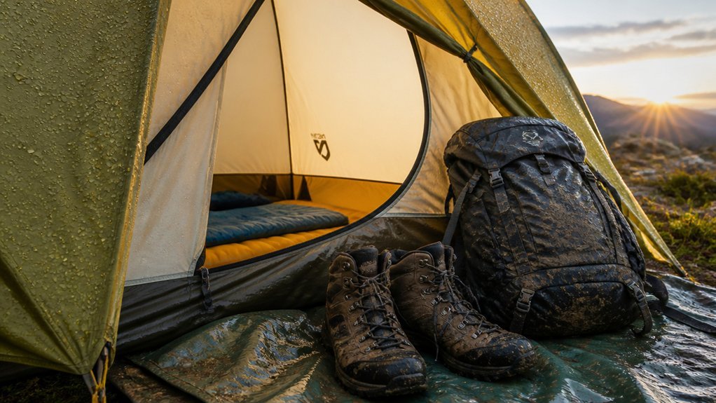 keep damp gear outside tent