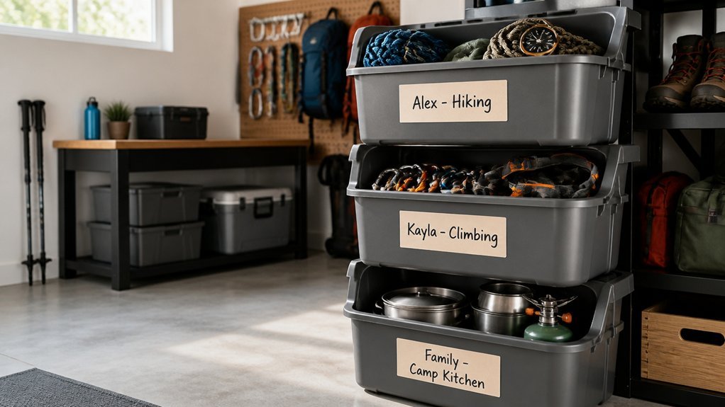 label bins by person and sport