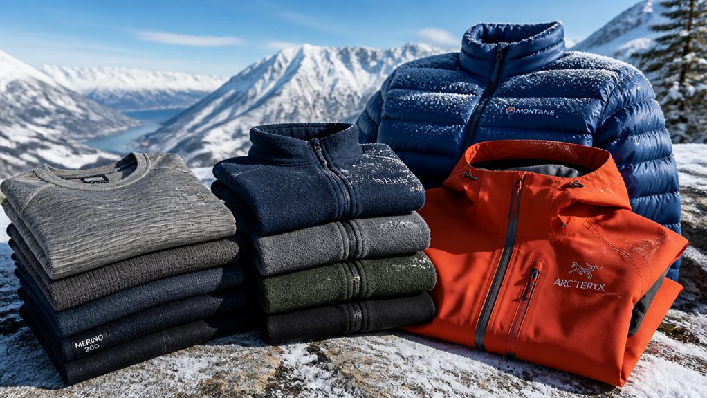 moisture wicking base insulating mid windproof shell