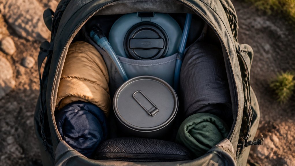 pack heavy gear near back center
