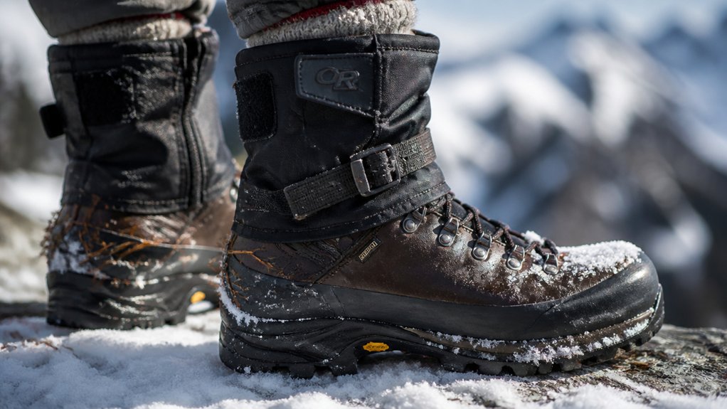 solid waterproof boots with gaiters