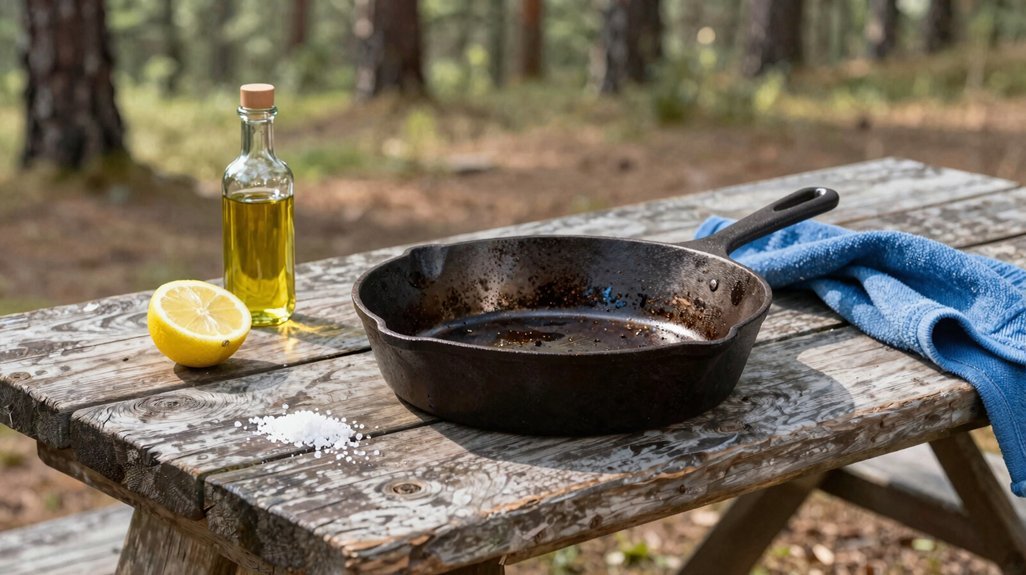 wash camp pots and pans regularly